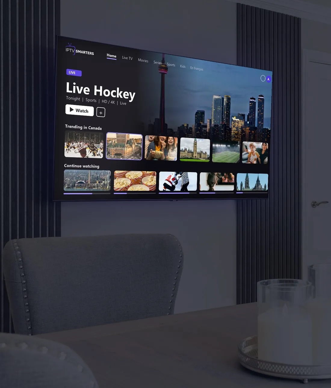 App IPTV en la televisión del salón